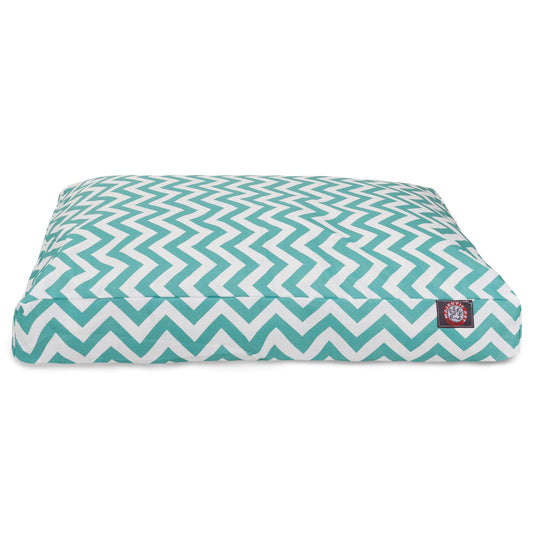 Teal Chevron Extra Large Rectangle Indoor Outdoor Pet Dog Bed With Removable Washable Cover By Majestic Pet Products